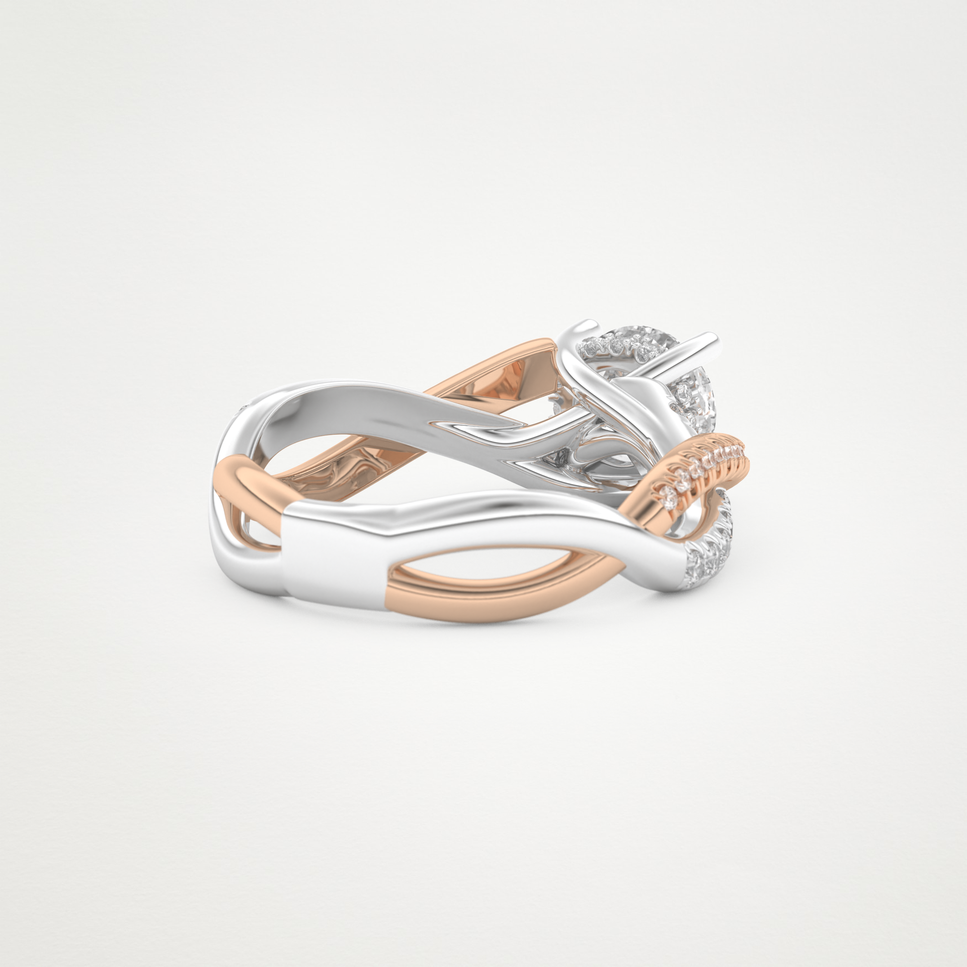 Round Criss Cross Pave Lab Grown Diamond Engagement Ring