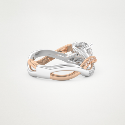 Round Criss Cross Pave Lab Grown Diamond Engagement Ring