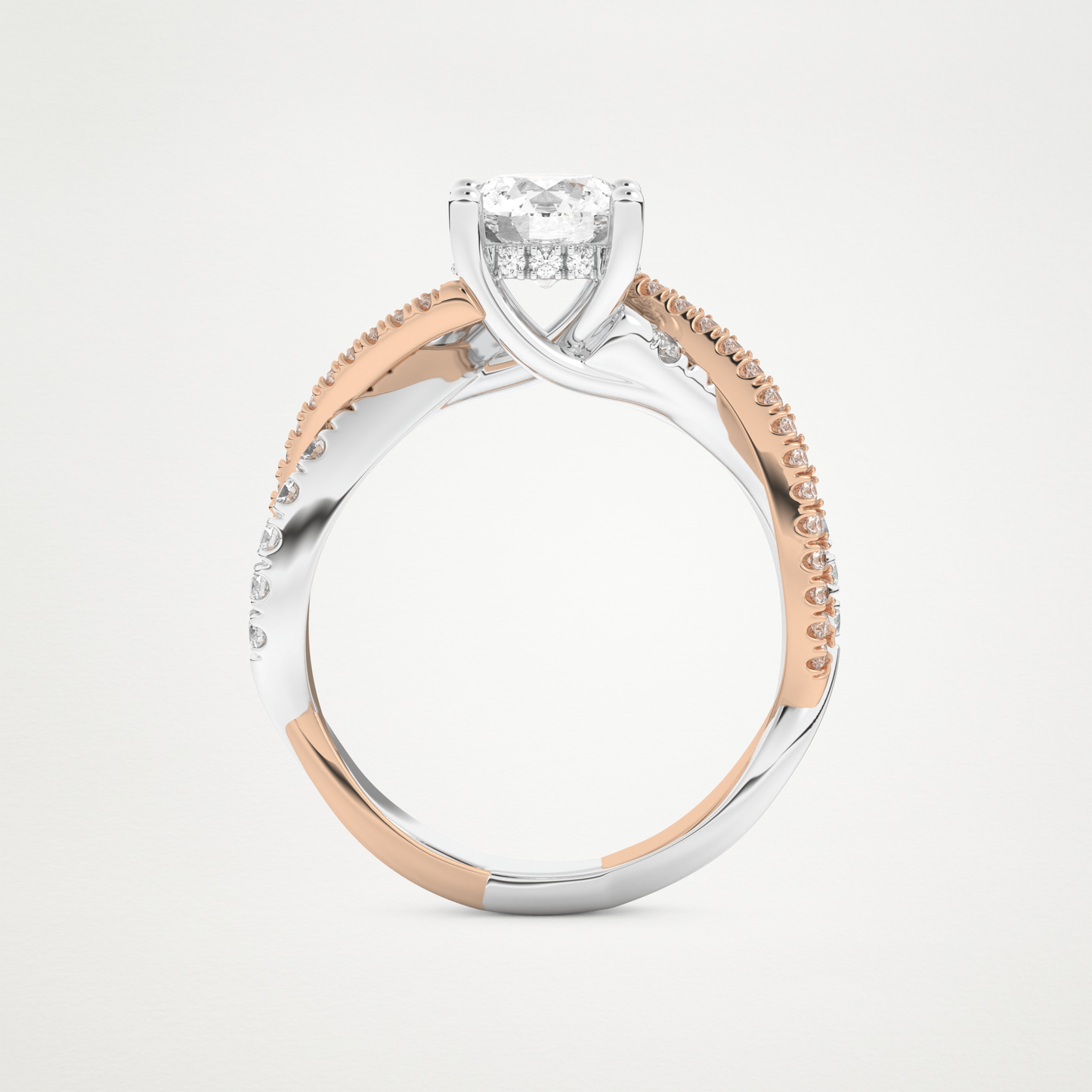 Round Criss Cross Pave Lab Grown Diamond Engagement Ring