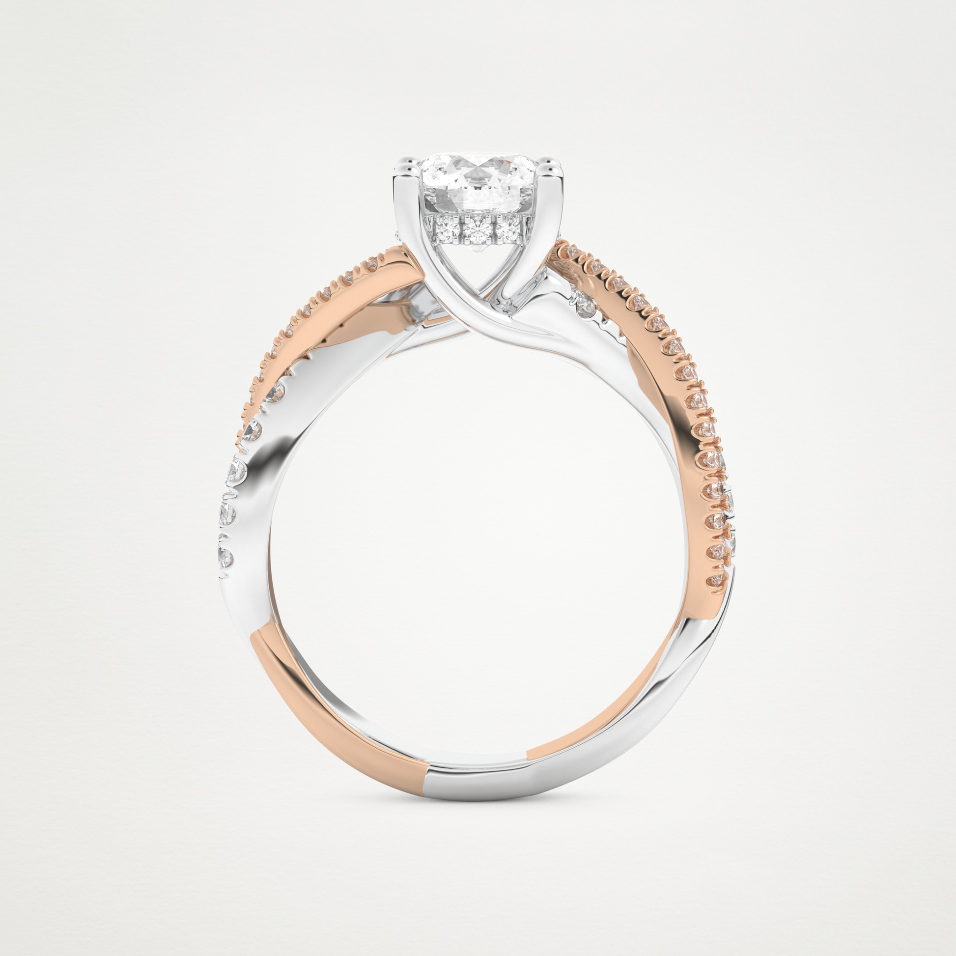 Round Criss Cross Pave Lab Grown Diamond Engagement Ring