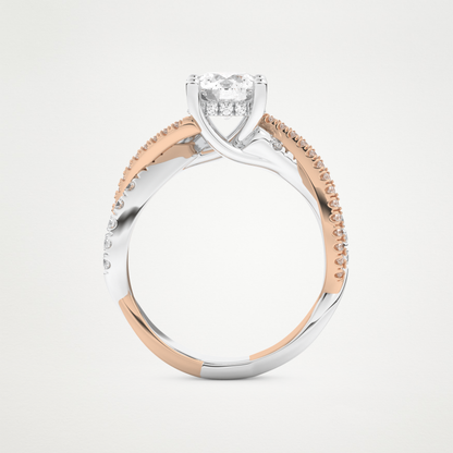 Round Criss Cross Pave Lab Grown Diamond Engagement Ring
