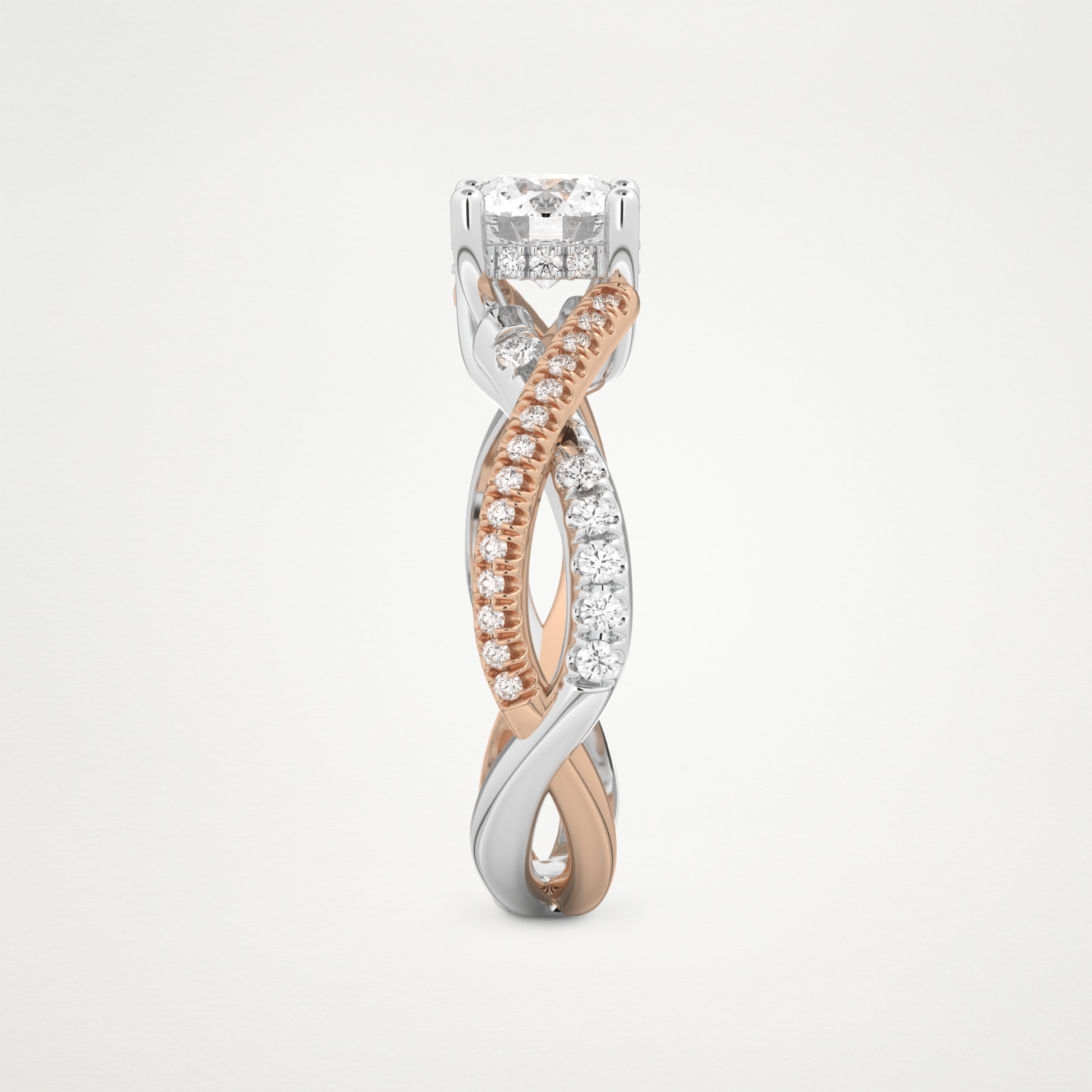 Round Criss Cross Pave Lab Grown Diamond Engagement Ring