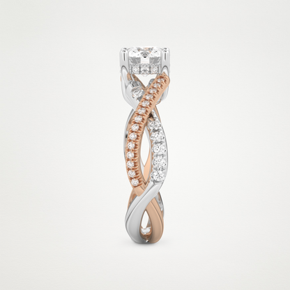 Round Criss Cross Pave Lab Grown Diamond Engagement Ring