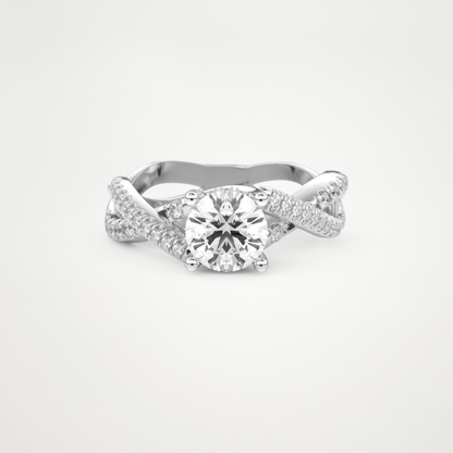 Round Criss Cross Pave Lab Grown Diamond Engagement Ring
