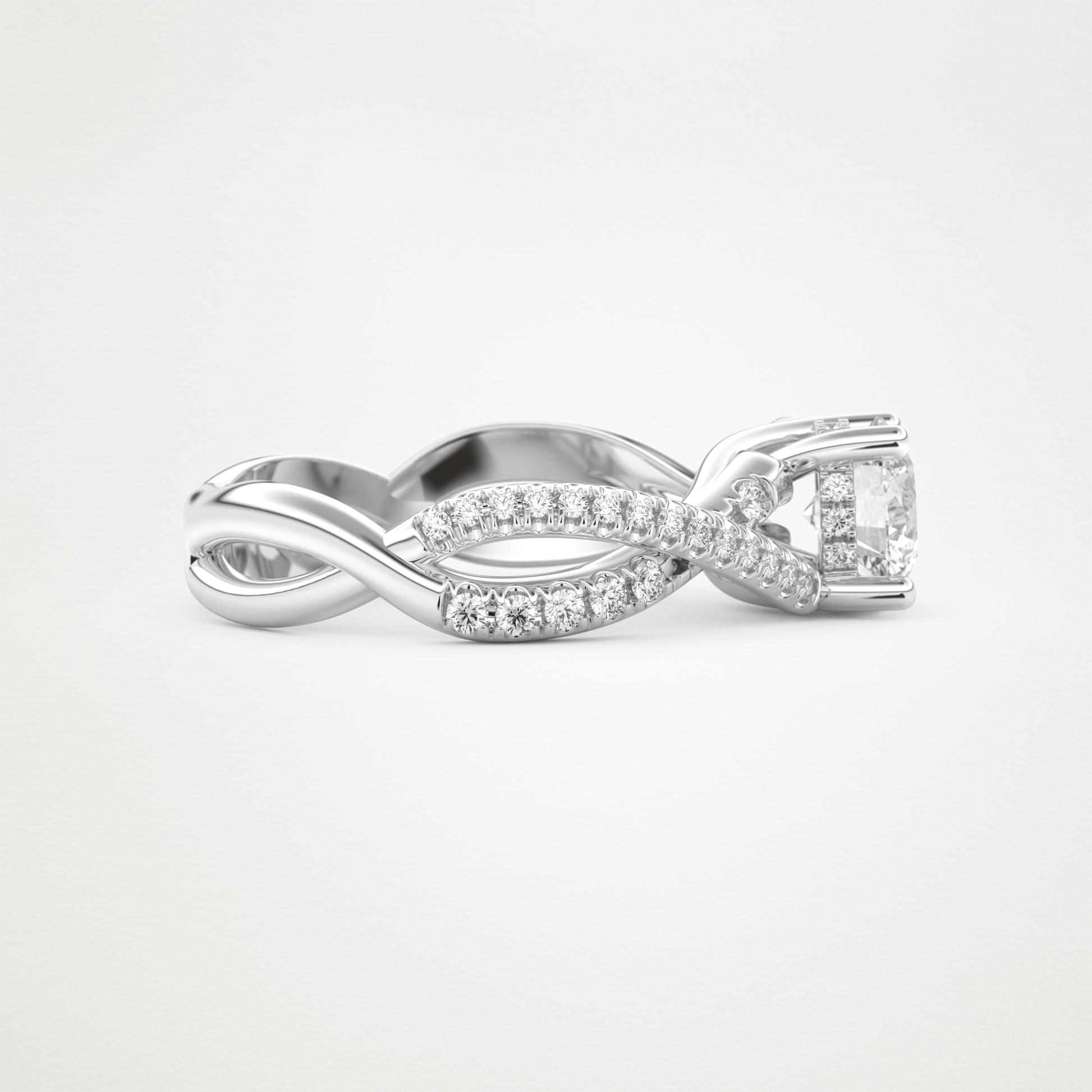 Round Criss Cross Pave Lab Grown Diamond Engagement Ring