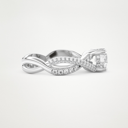 Round Criss Cross Pave Lab Grown Diamond Engagement Ring