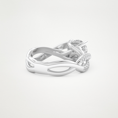 Round Criss Cross Pave Lab Grown Diamond Engagement Ring
