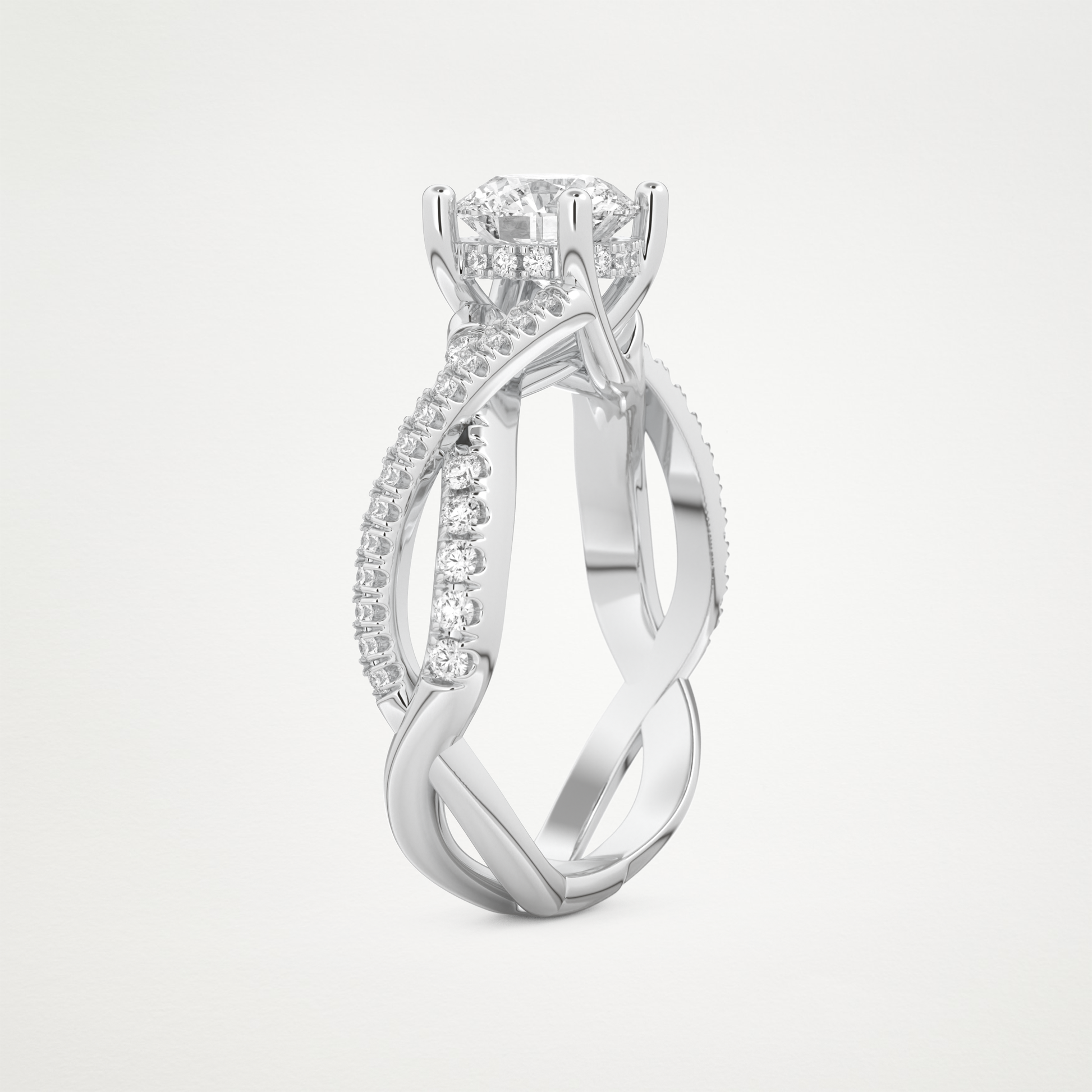 Round Criss Cross Pave Lab Grown Diamond Engagement Ring