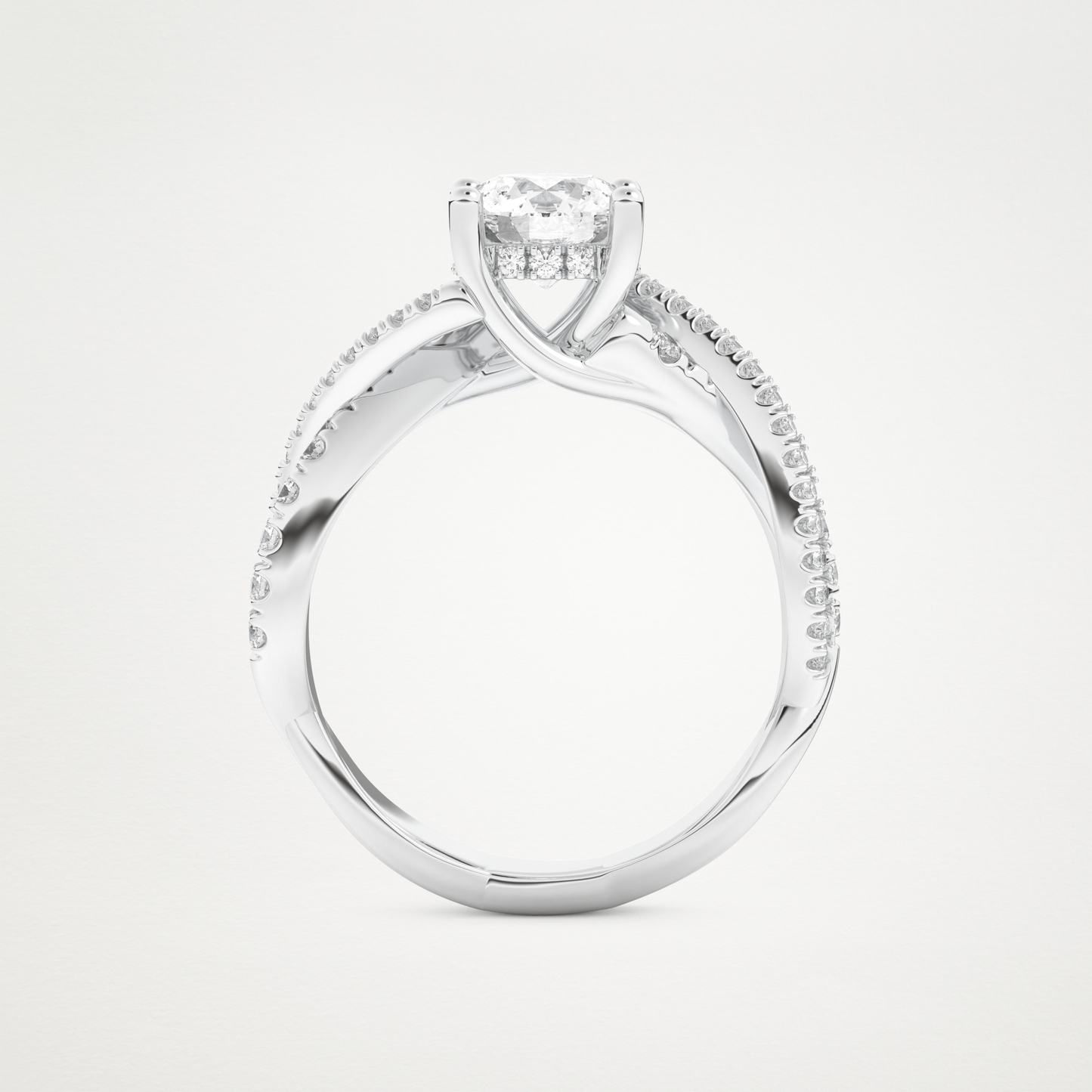 Round Criss Cross Pave Lab Grown Diamond Engagement Ring