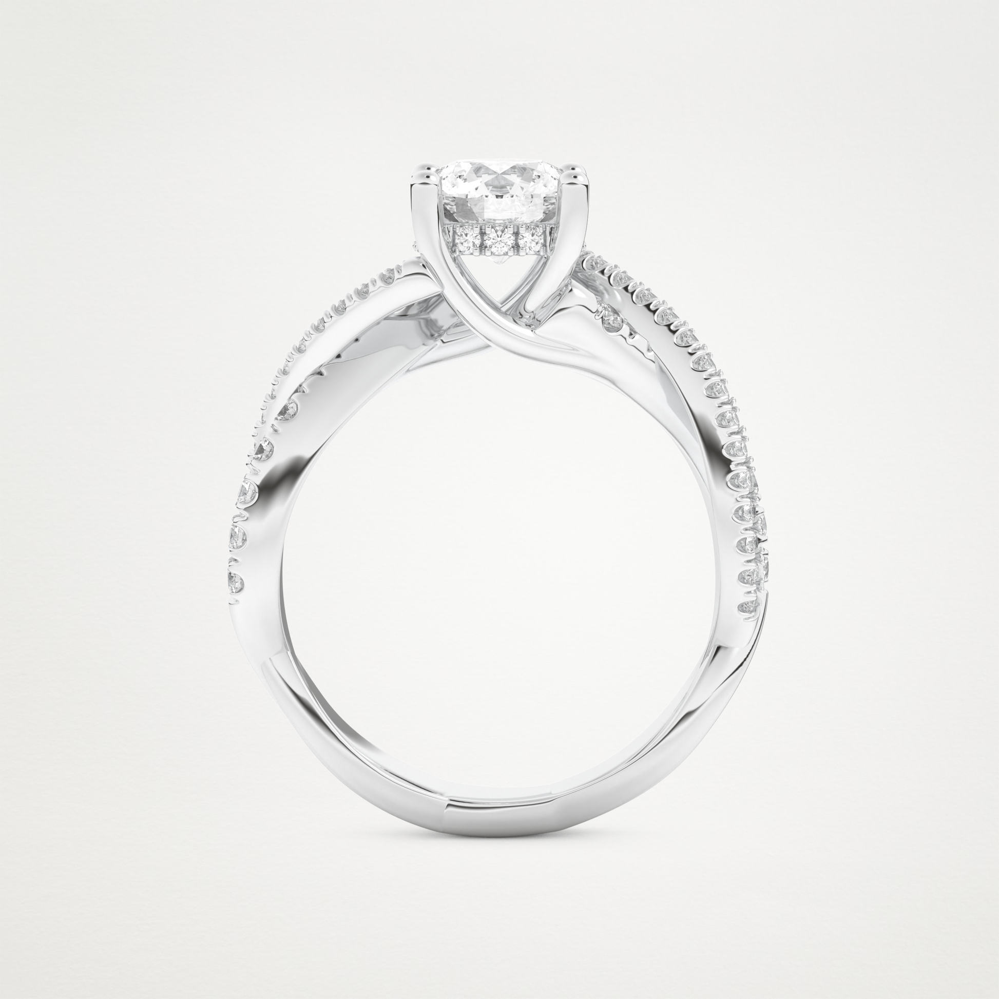 Round Criss Cross Pave Lab Grown Diamond Engagement Ring
