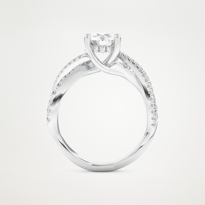 Round Criss Cross Pave Lab Grown Diamond Engagement Ring