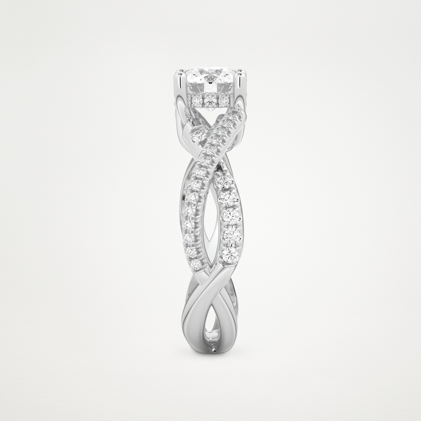 Round Criss Cross Pave Lab Grown Diamond Engagement Ring