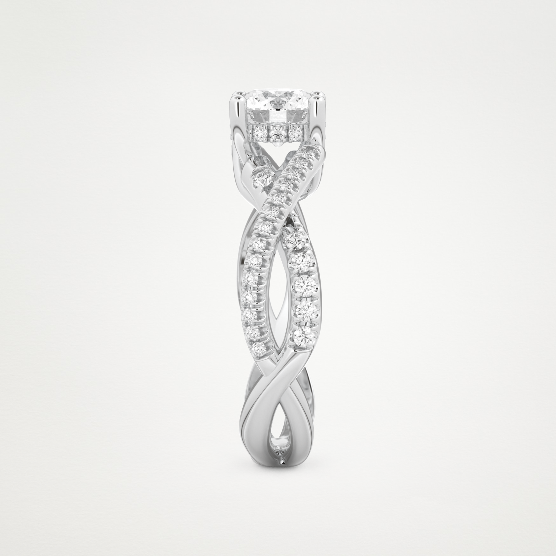 Round Criss Cross Pave Lab Grown Diamond Engagement Ring