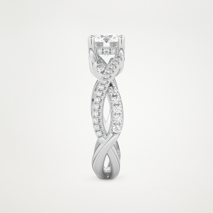 Round Criss Cross Pave Lab Grown Diamond Engagement Ring