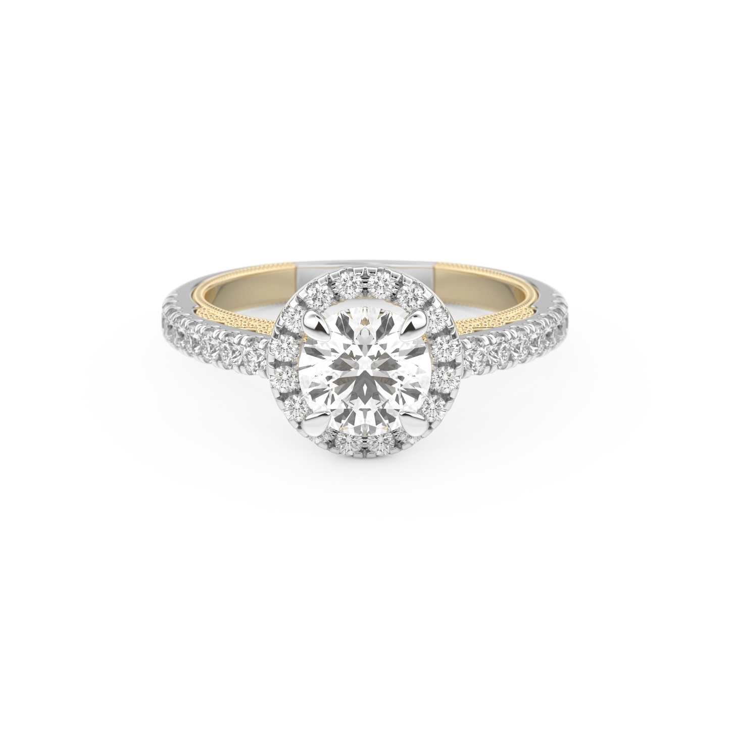 Round Halo & Pave Lab Grown Diamond Engagement Ring