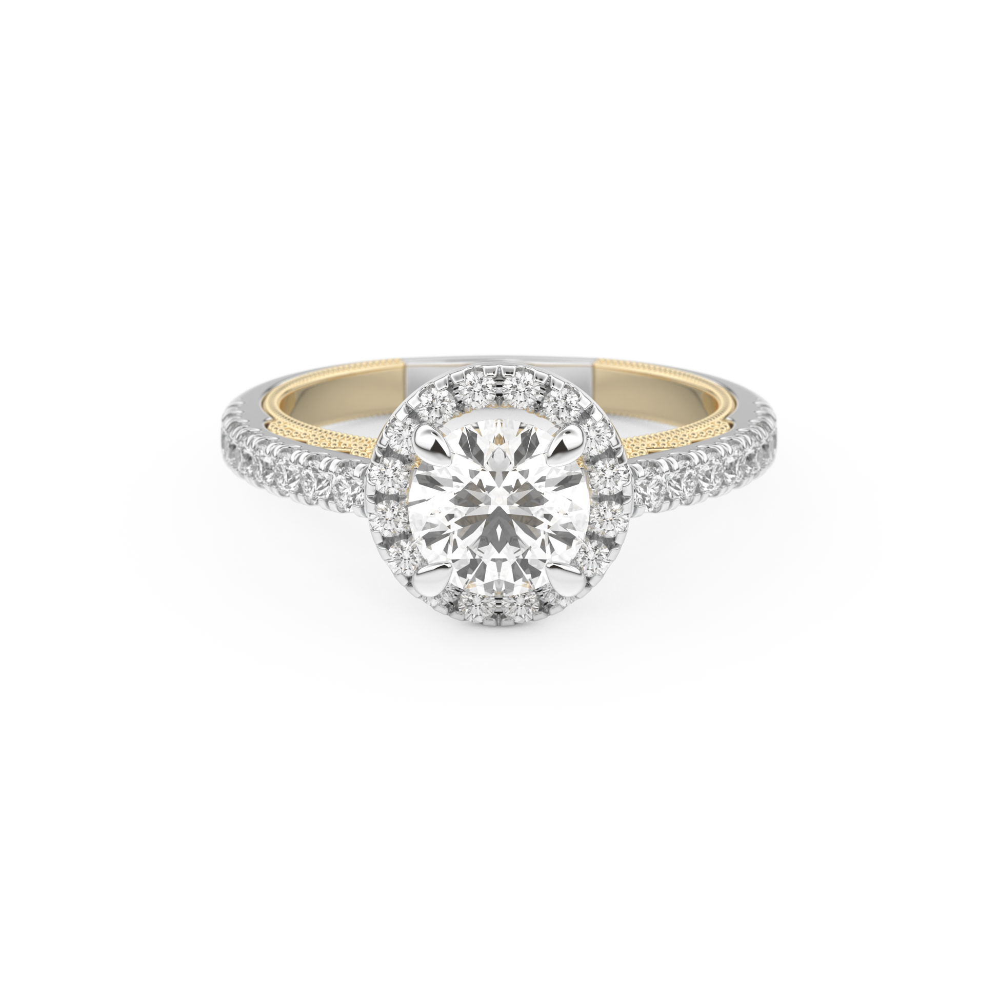 Round Halo & Pave Lab Grown Diamond Engagement Ring