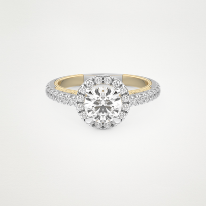 Round Halo & Pave Lab Grown Diamond Engagement Ring