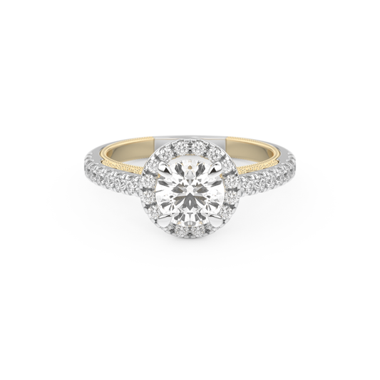 Round Halo & Pave Lab Grown Diamond Engagement Ring
