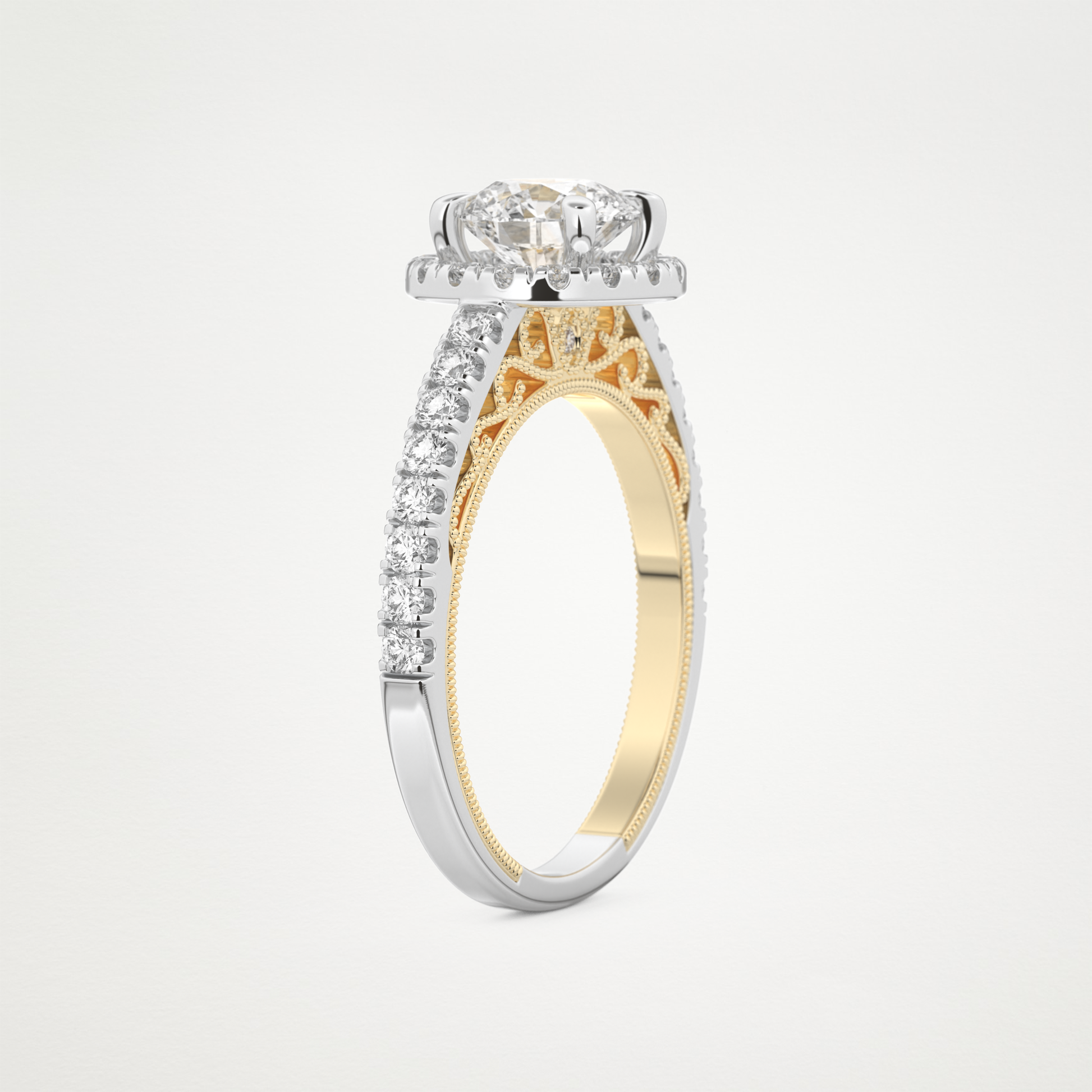 Round Halo & Pave Lab Grown Diamond Engagement Ring