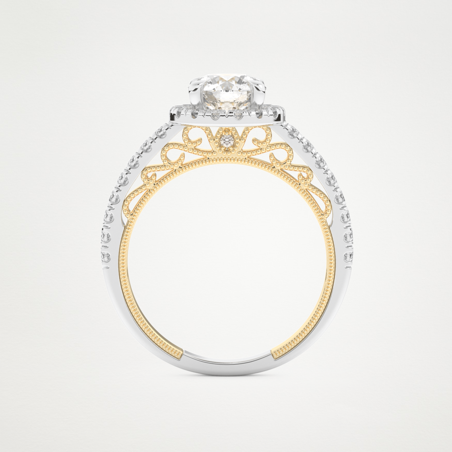 Round Halo & Pave Lab Grown Diamond Engagement Ring
