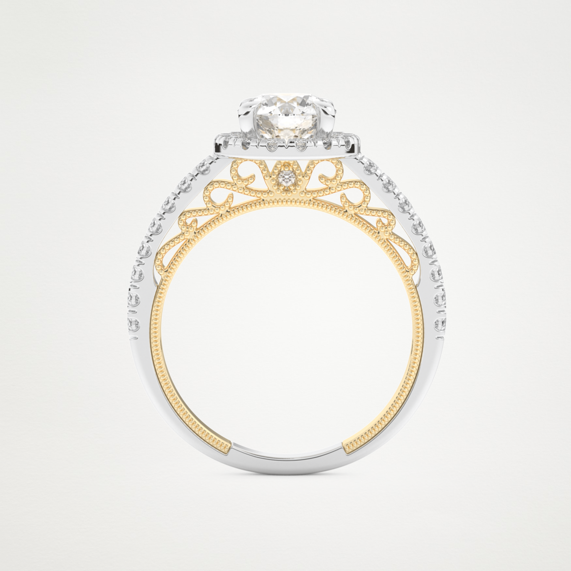 Round Halo & Pave Lab Grown Diamond Engagement Ring