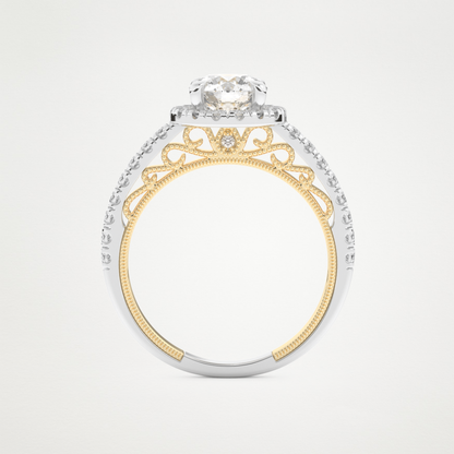 Round Halo & Pave Lab Grown Diamond Engagement Ring
