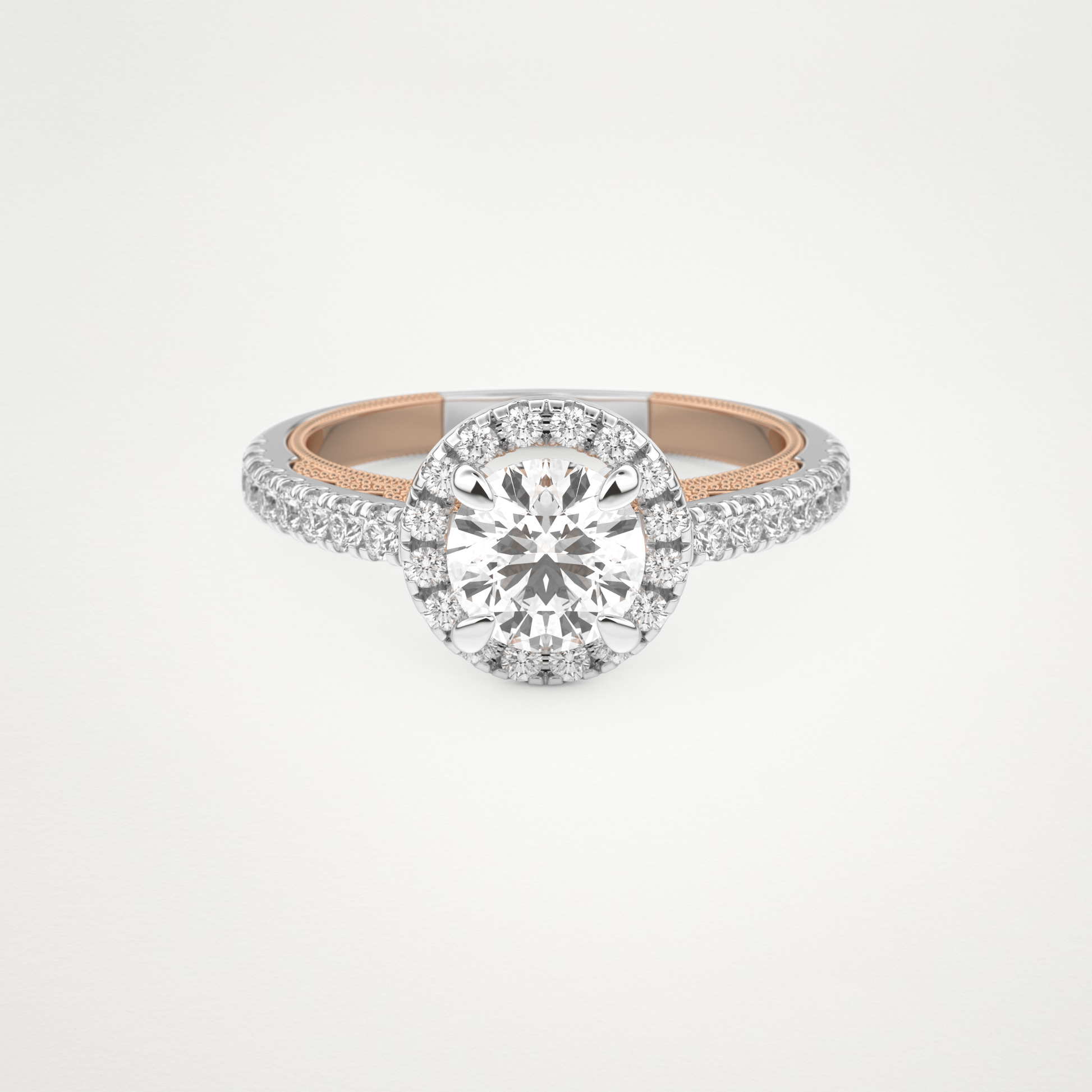 Round Halo & Pave Lab Grown Diamond Engagement Ring
