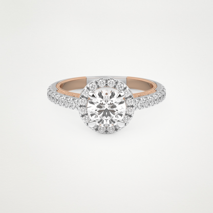 Round Halo & Pave Lab Grown Diamond Engagement Ring