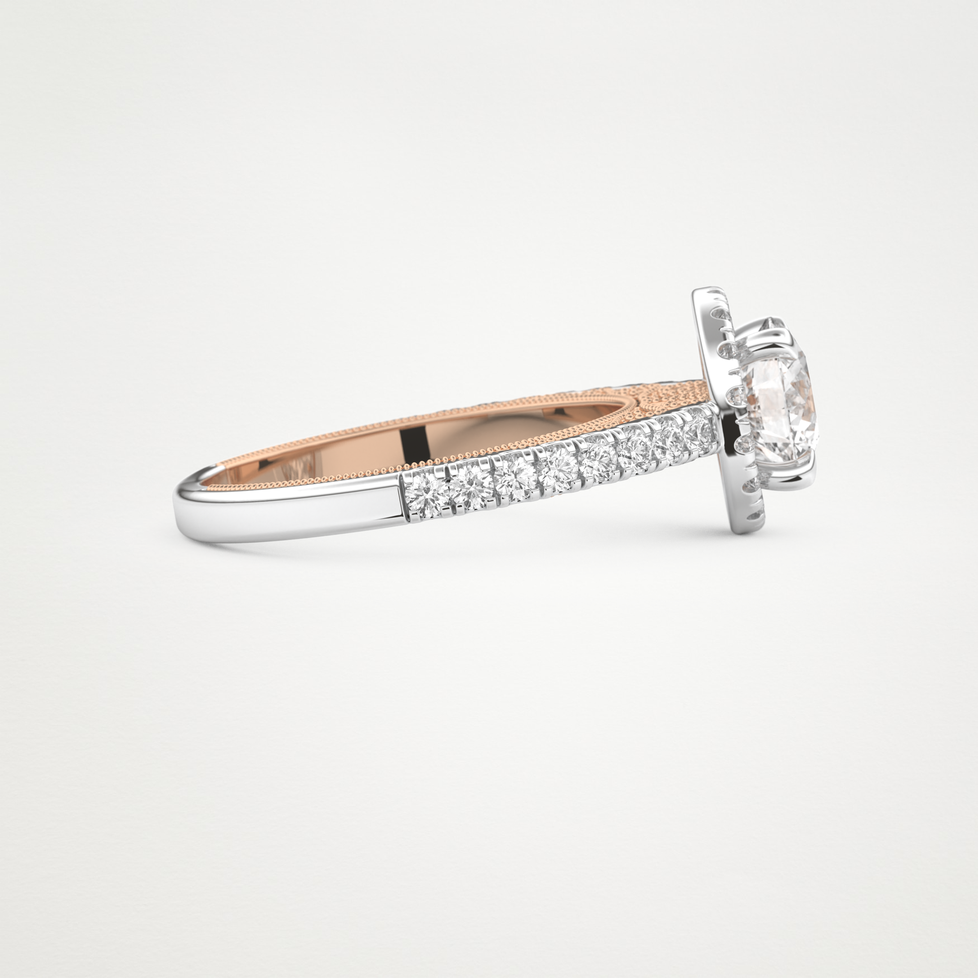 Round Halo & Pave Lab Grown Diamond Engagement Ring