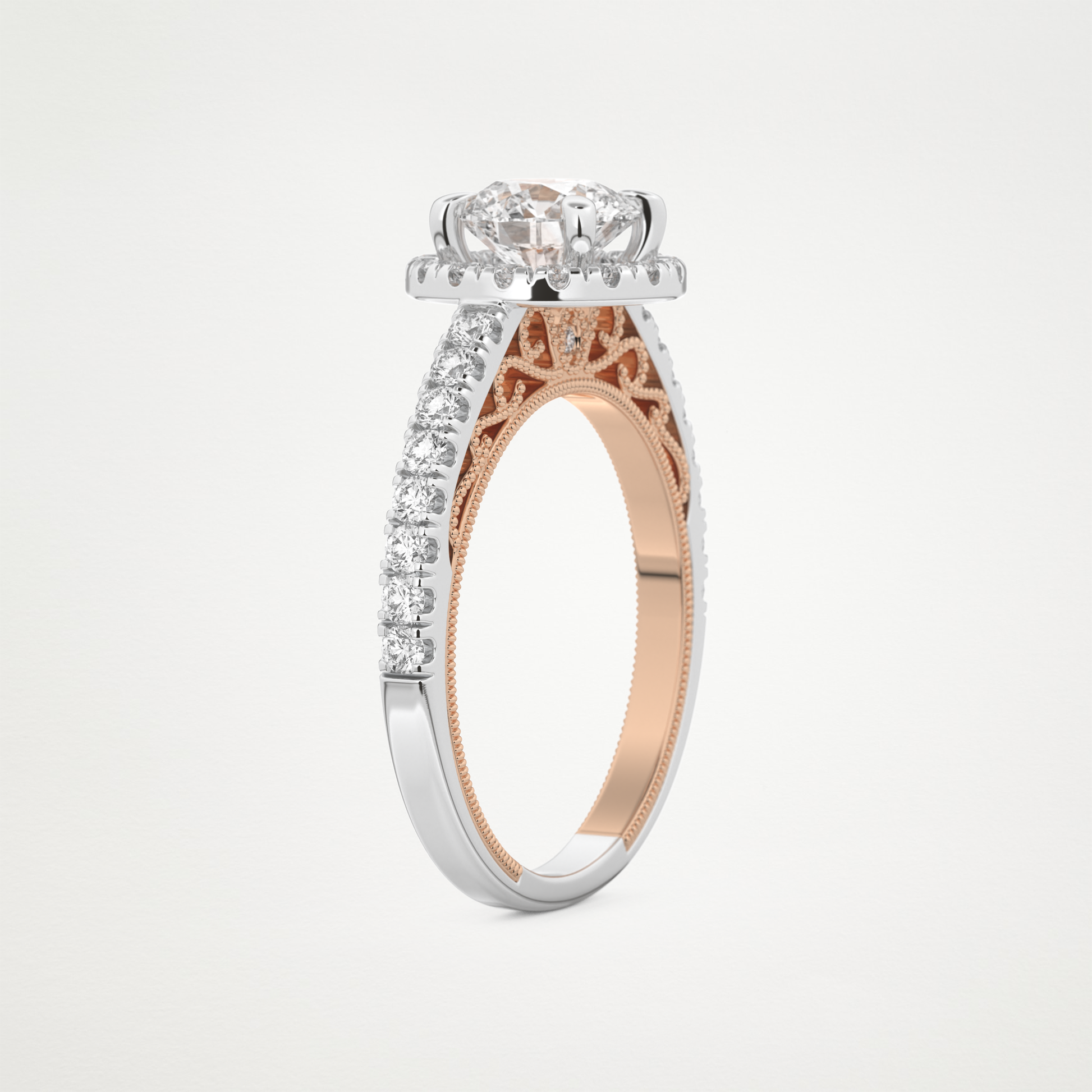 Round Halo & Pave Lab Grown Diamond Engagement Ring