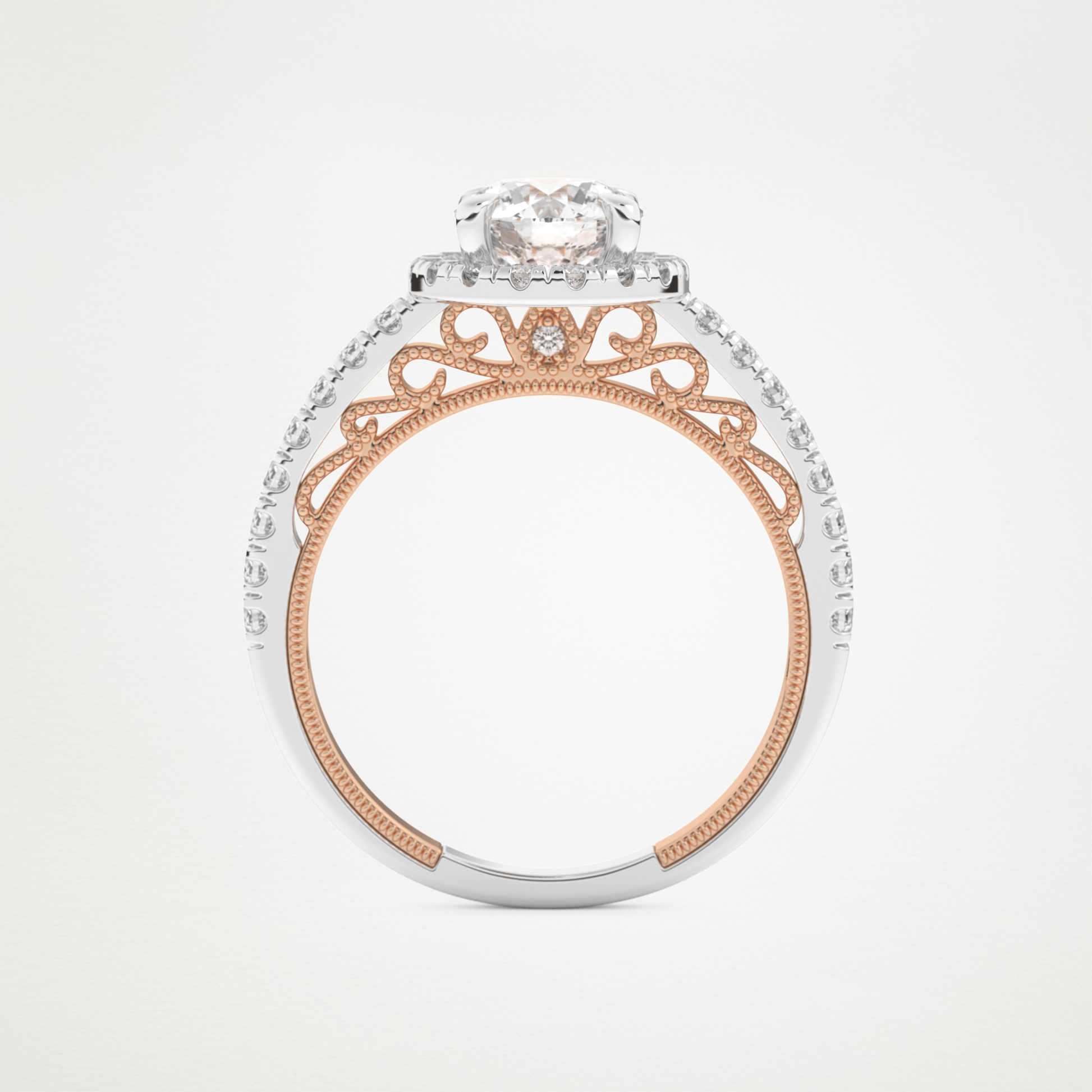 Round Halo & Pave Lab Grown Diamond Engagement Ring