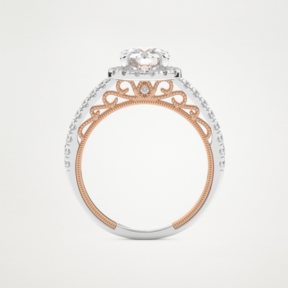 Round Halo & Pave Lab Grown Diamond Engagement Ring