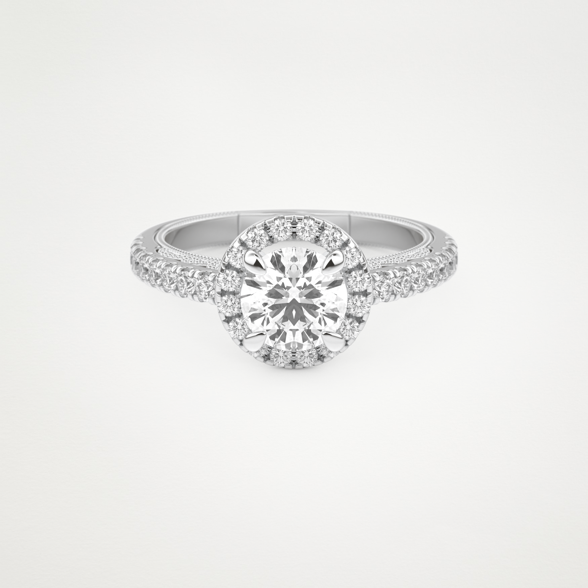 Round Halo & Pave Lab Grown Diamond Engagement Ring