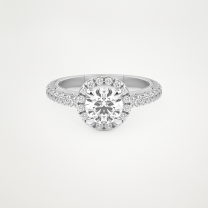 Round Halo & Pave Lab Grown Diamond Engagement Ring