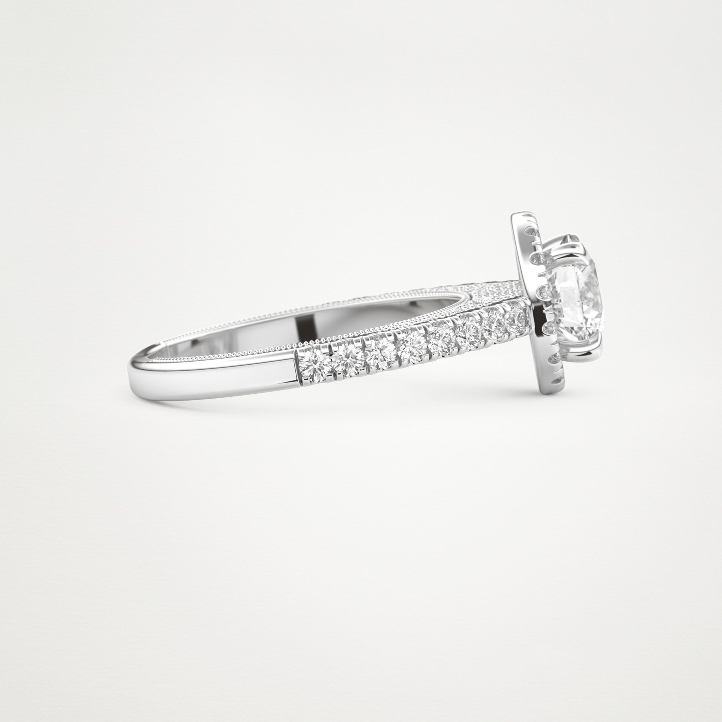 Round Halo & Pave Lab Grown Diamond Engagement Ring