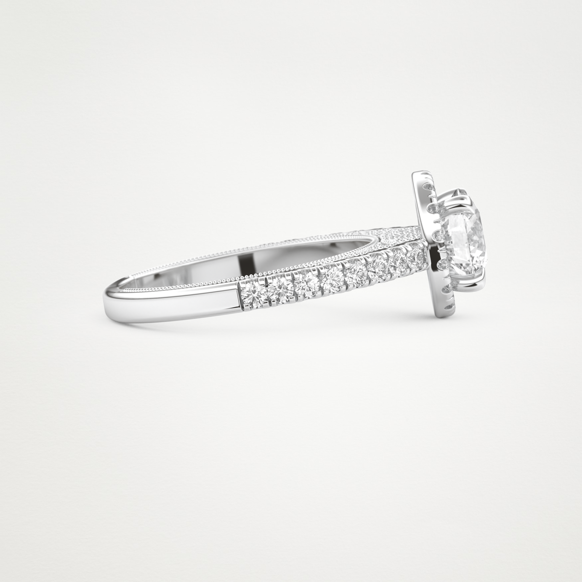 Round Halo & Pave Lab Grown Diamond Engagement Ring