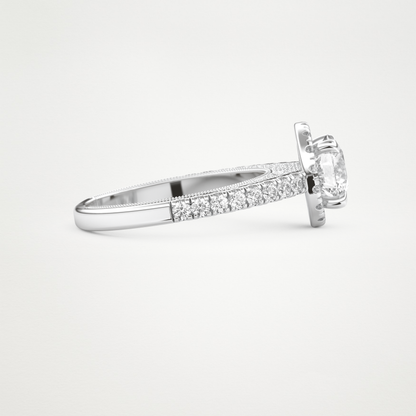 Round Halo & Pave Lab Grown Diamond Engagement Ring