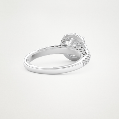 Round Halo & Pave Lab Grown Diamond Engagement Ring