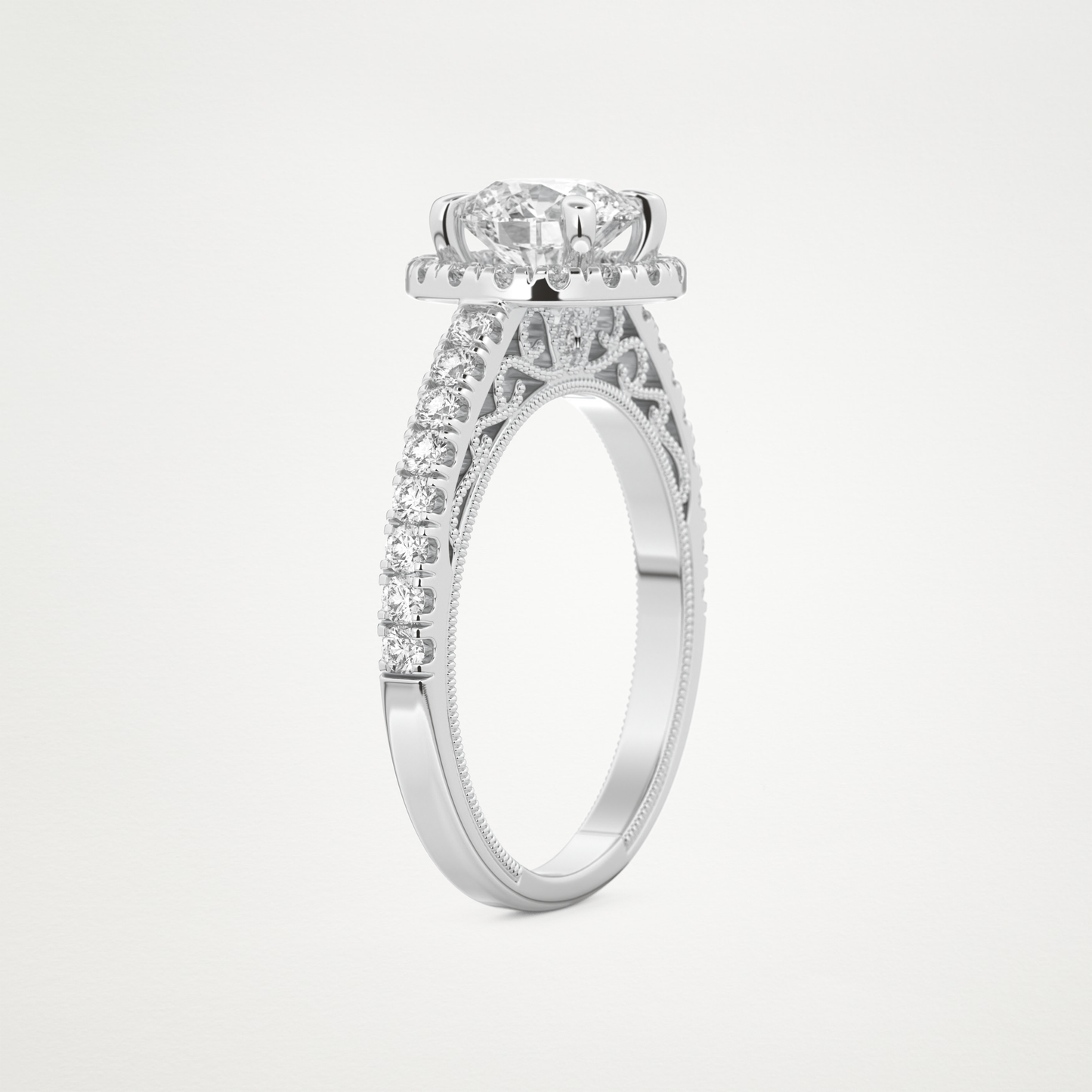 Round Halo & Pave Lab Grown Diamond Engagement Ring