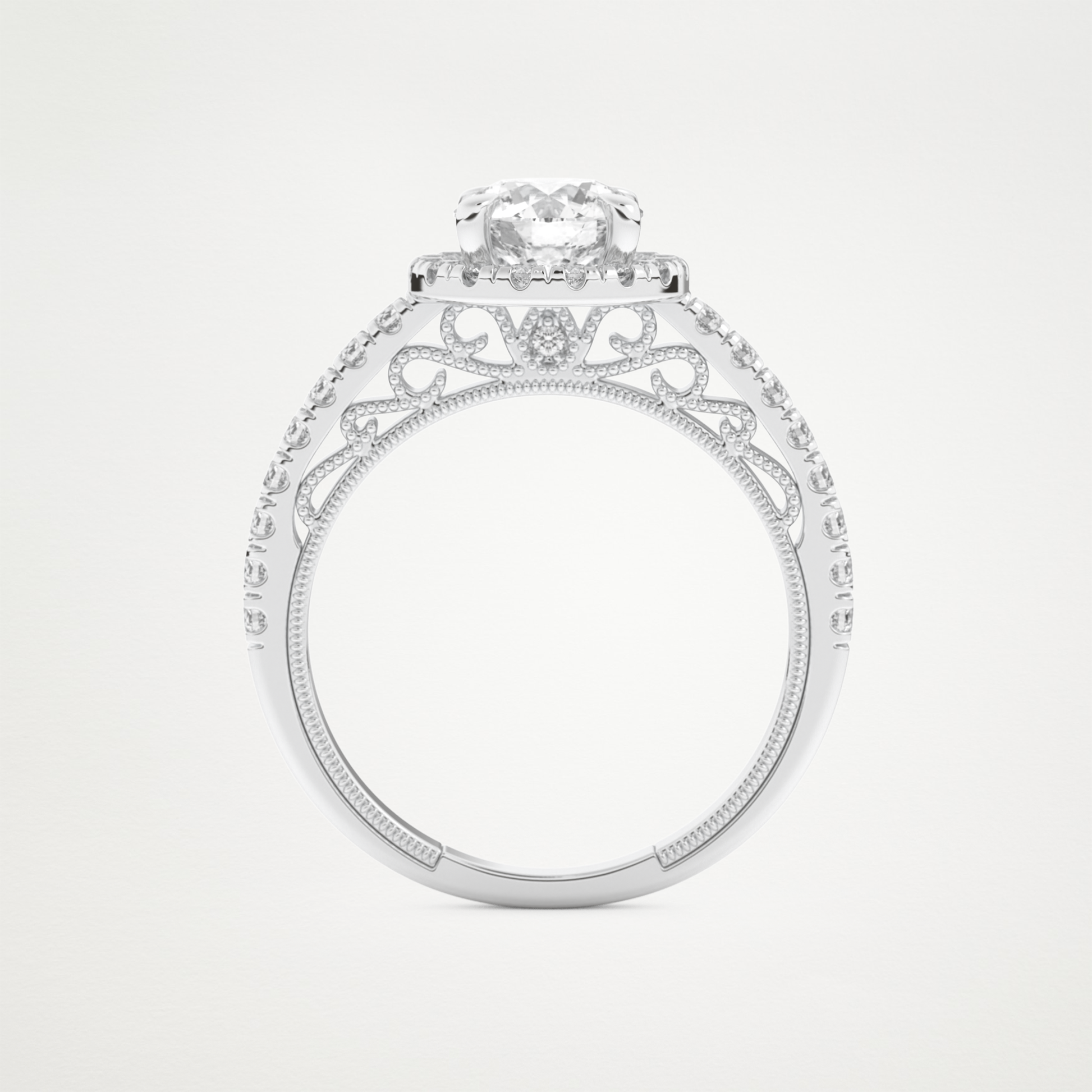 Round Halo & Pave Lab Grown Diamond Engagement Ring