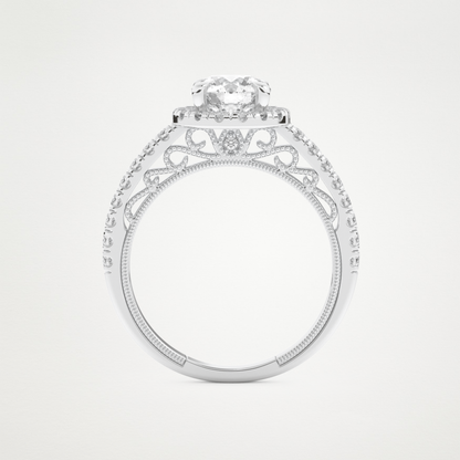 Round Halo & Pave Lab Grown Diamond Engagement Ring