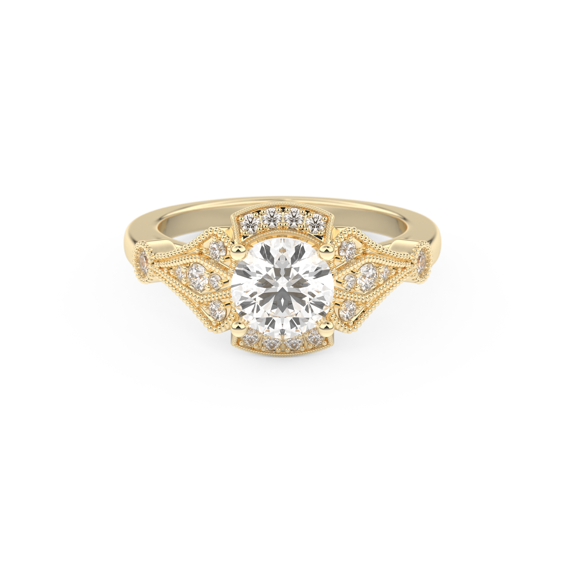 Round Milgrain Lab Grown Diamond Engagement Ring