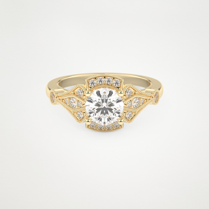 Round Milgrain Lab Grown Diamond Engagement Ring