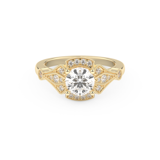 Round Milgrain Lab Grown Diamond Engagement Ring
