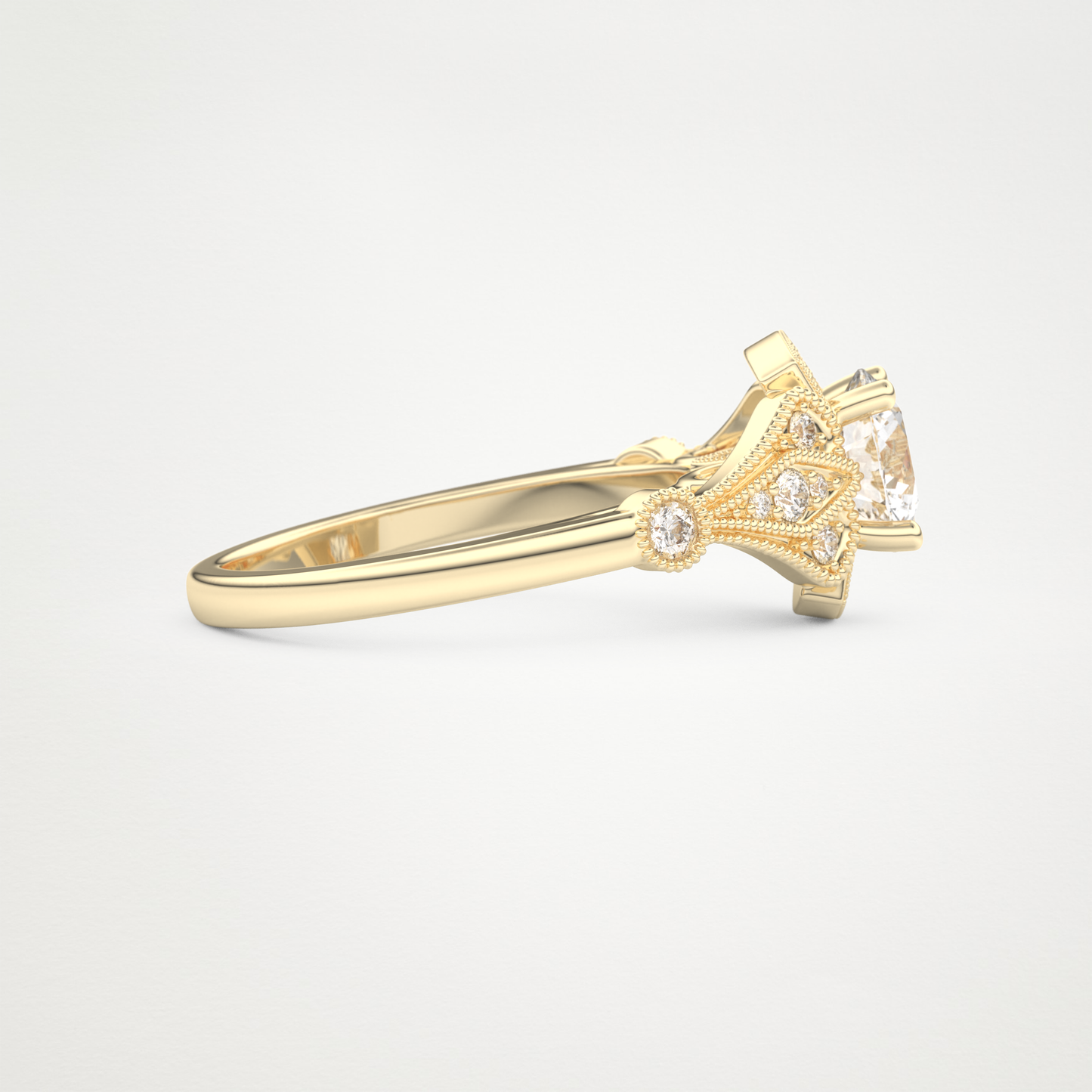 Round Milgrain Lab Grown Diamond Engagement Ring
