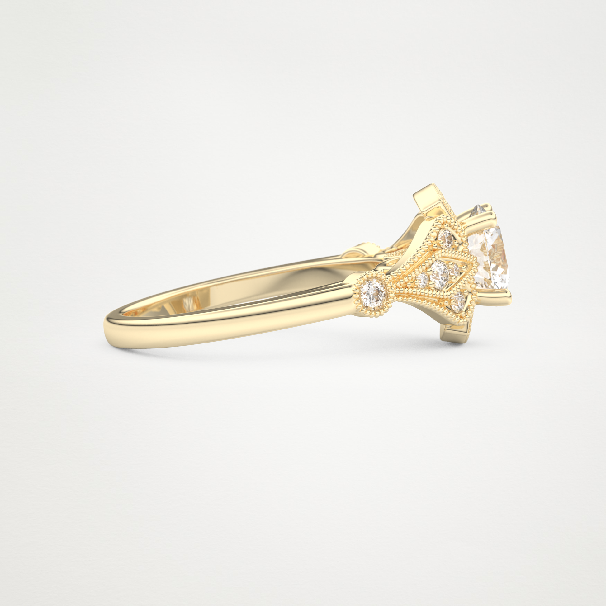 Round Milgrain Lab Grown Diamond Engagement Ring
