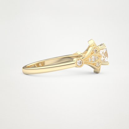 Round Milgrain Lab Grown Diamond Engagement Ring