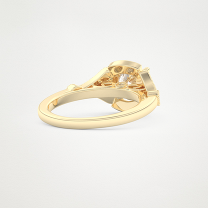 Round Milgrain Lab Grown Diamond Engagement Ring
