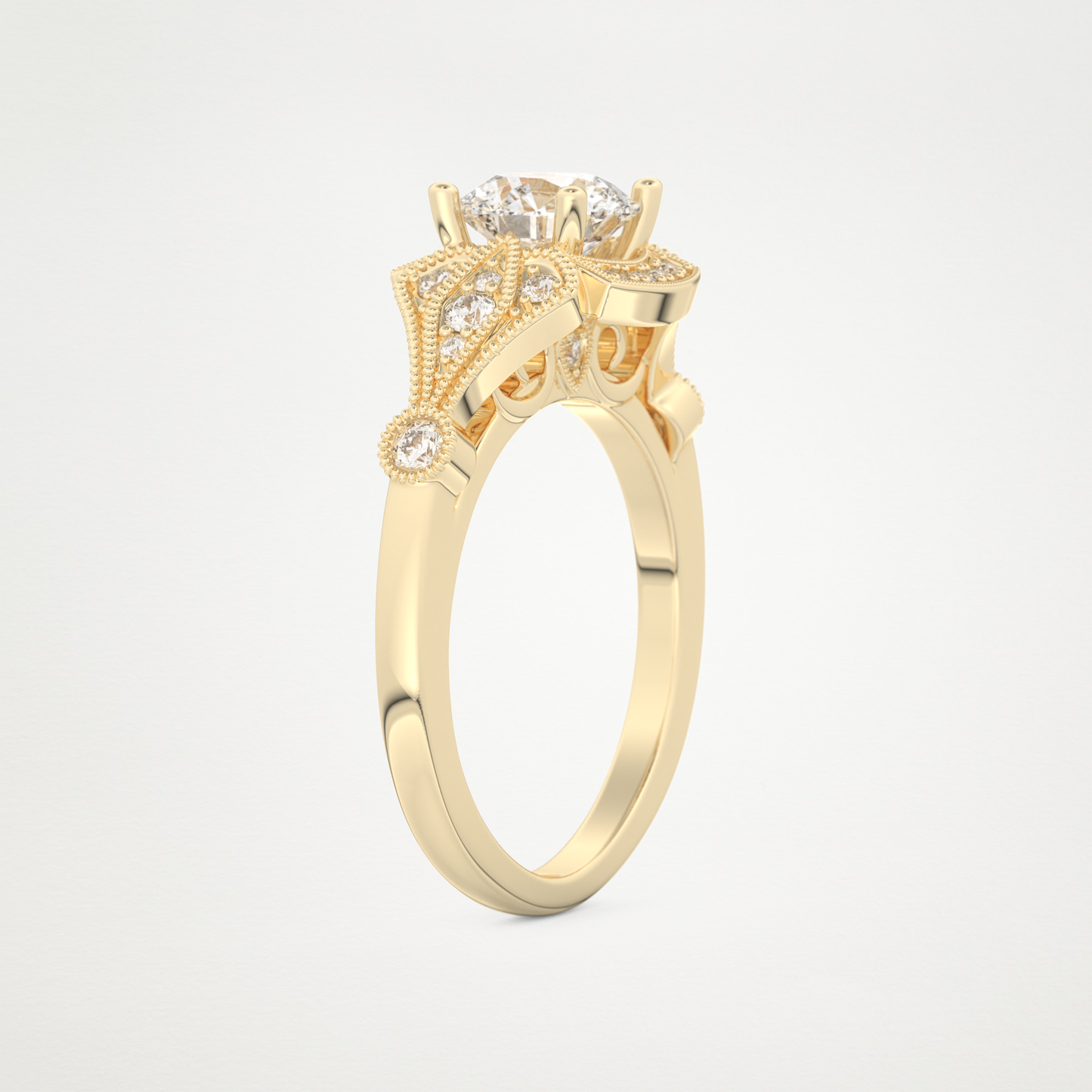 Round Milgrain Lab Grown Diamond Engagement Ring