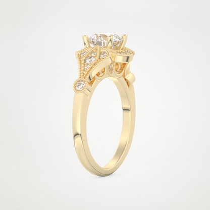 Round Milgrain Lab Grown Diamond Engagement Ring
